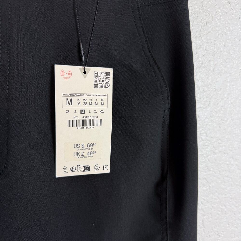 Zara NWT Wide Leg High Rise Black Trouser Pants M - Office, Casual, Versatile - Picture 2 of 12